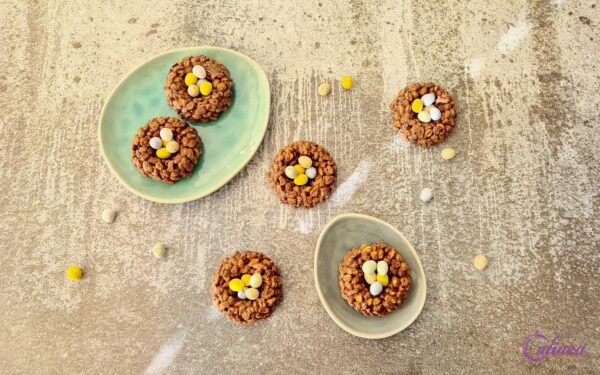 Gepofte Granen Vogelnestjes met Dragee Eitjes