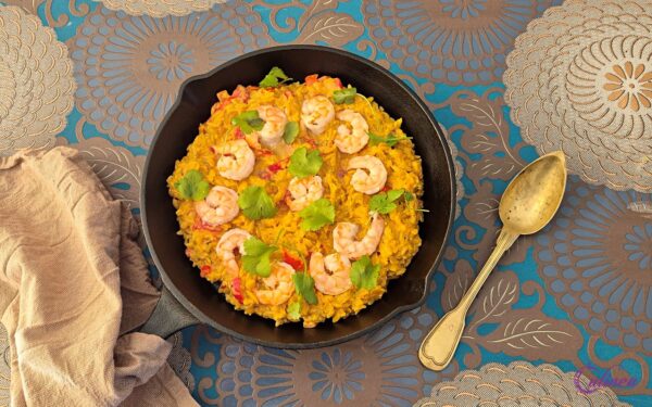 Indiase Orzotto Curry met Garnalen