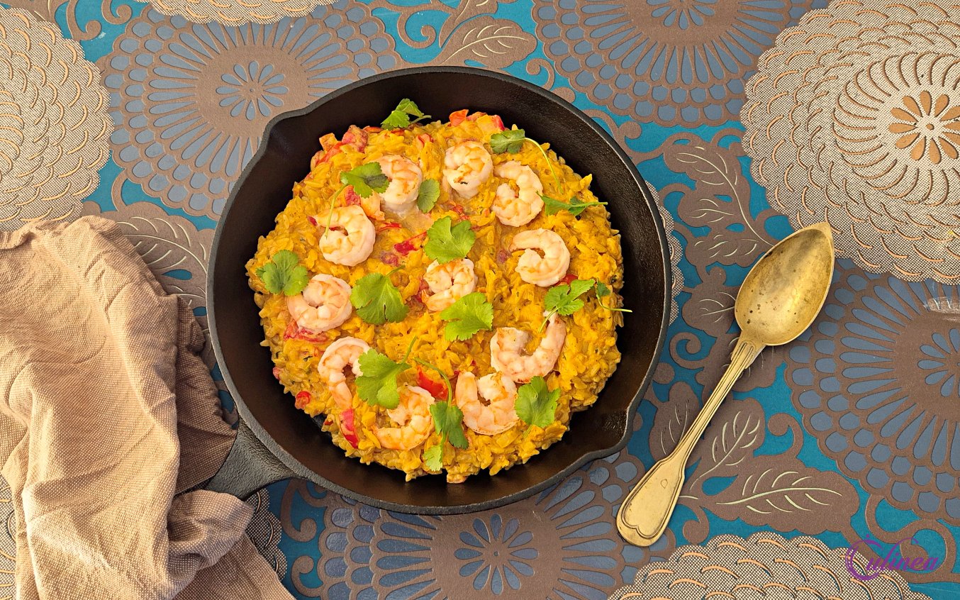 Indiase Orzotto Curry met Garnalen