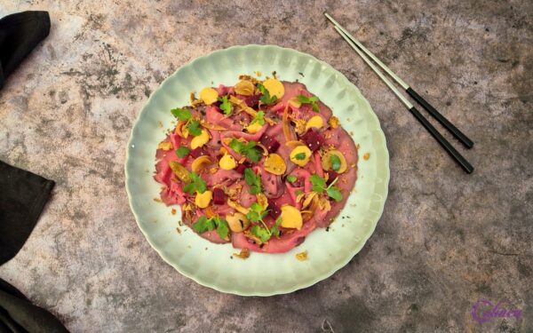 Aziatische Carpaccio van Rosbief