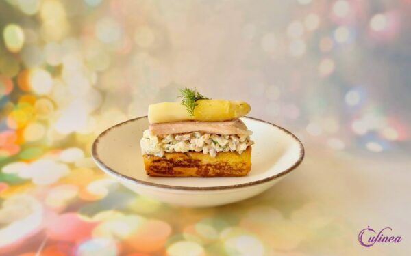 Briochetoast met Witte Asperges en Gerookte Forel
