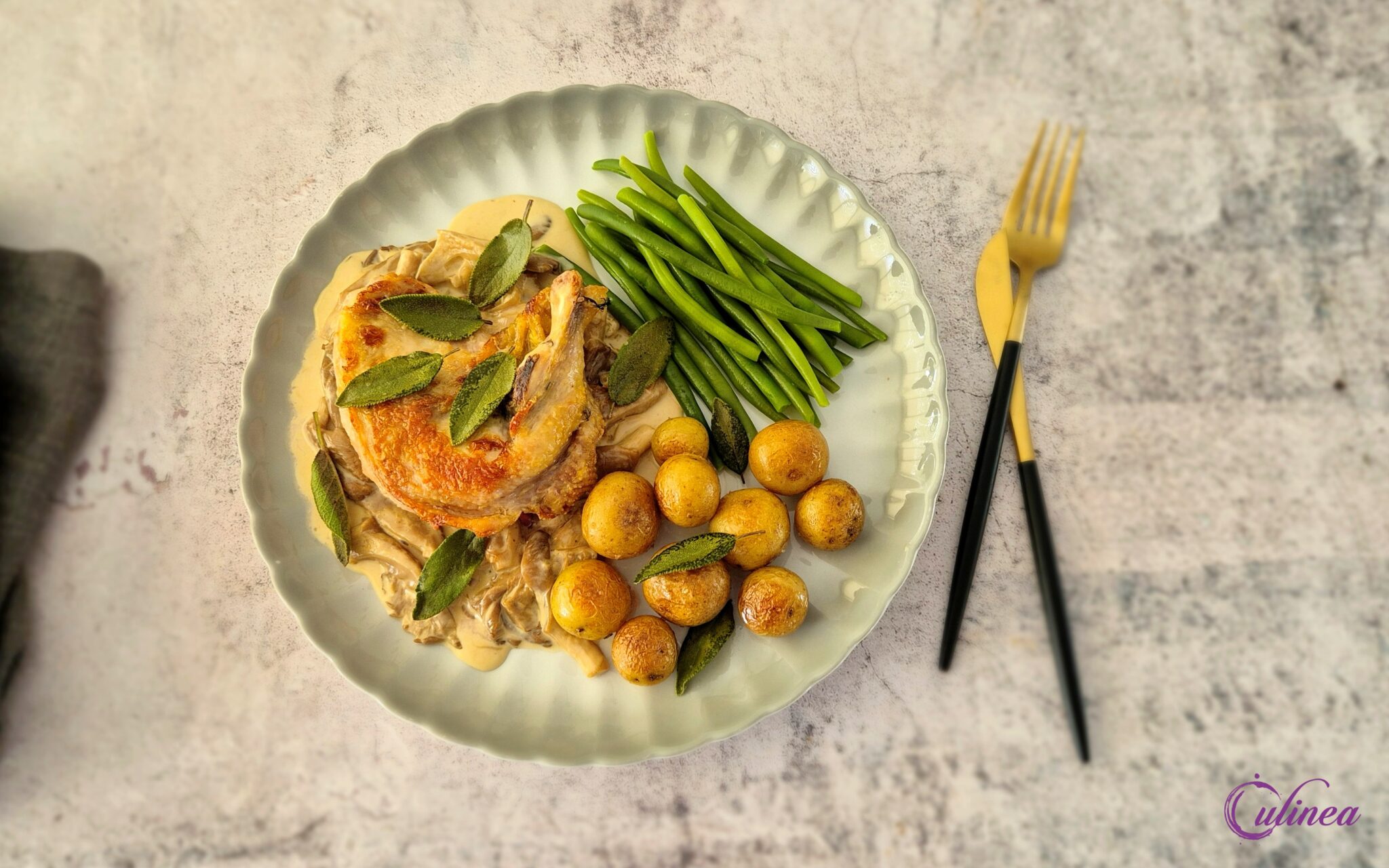 Parelhoenfilet met Paddenstoelen en Marsalasaus