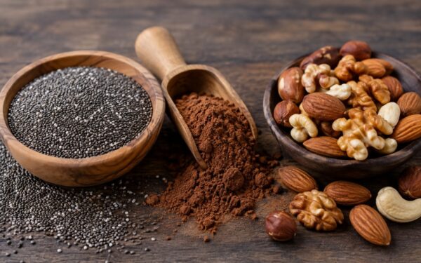 Hoe verwerk je superfoods als chiazaad cacao en noten in je weekmenu?