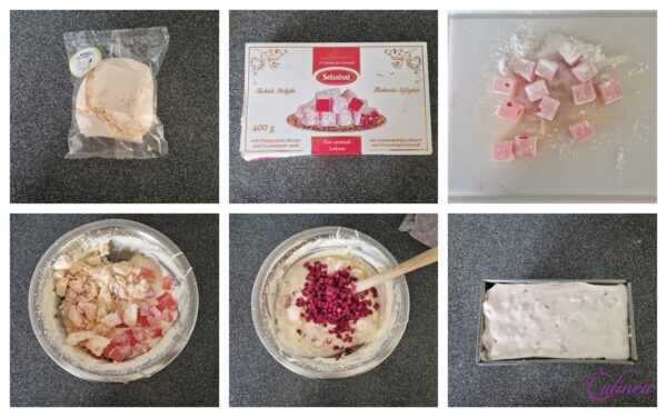 Parfait van Meringue, Turks fruit en Granaatappelpitjes